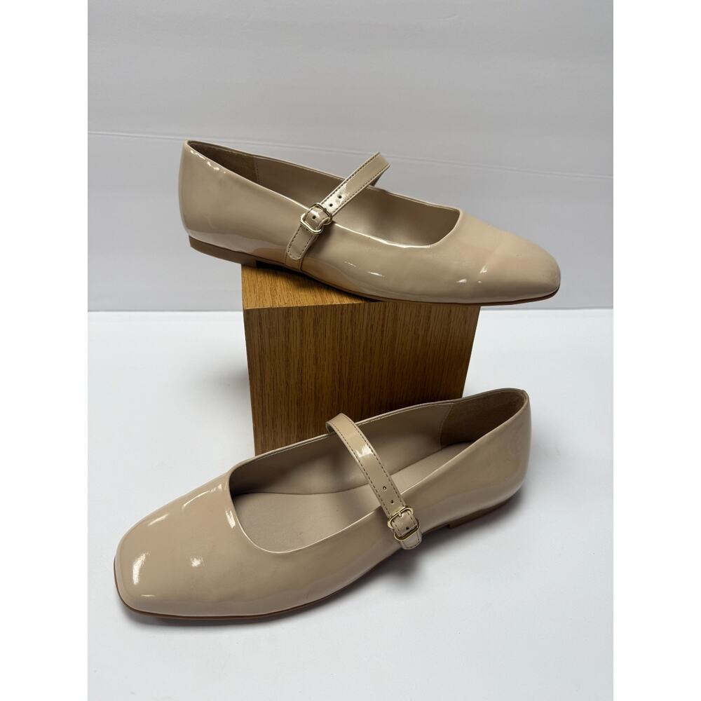 Copper Key Nude Patent Mary Jane Flats Rounded Toe Buckle Neutral Fits 8.5–9 Wms
